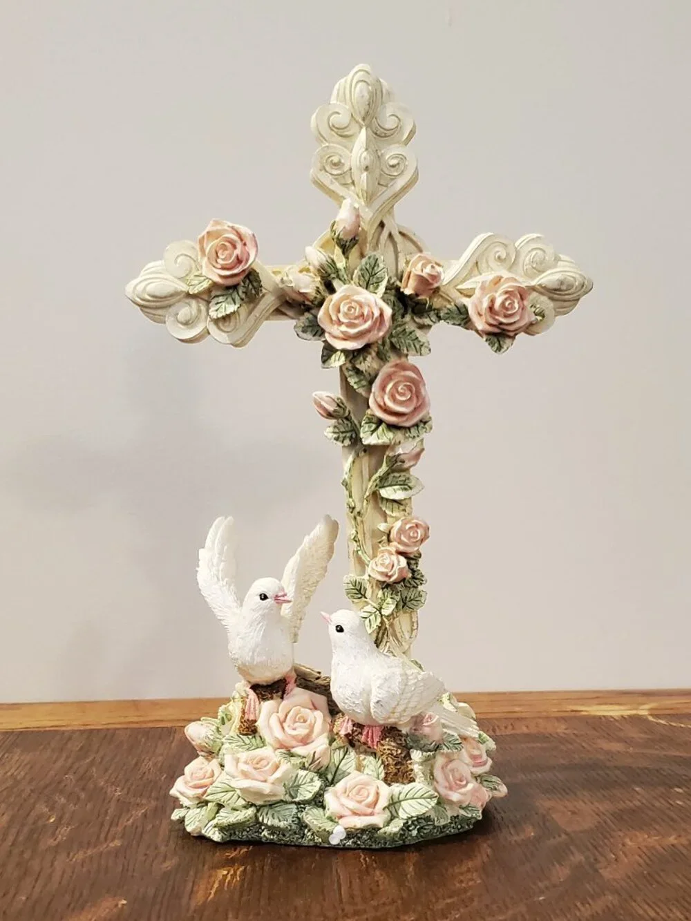 Roses and Doves 2pc Cross with base
